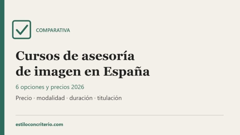 Portada de la comparativa de cursos de asesoría de imagen en España: 6 opciones y precios 2026